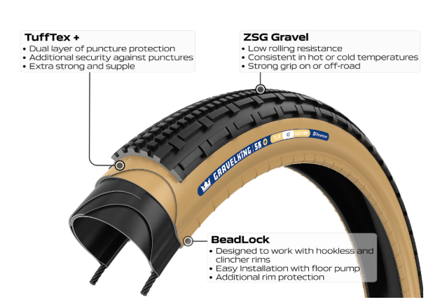 Panaracer GravelKing SK+ 28" Däck Black, 45mm, 600g 