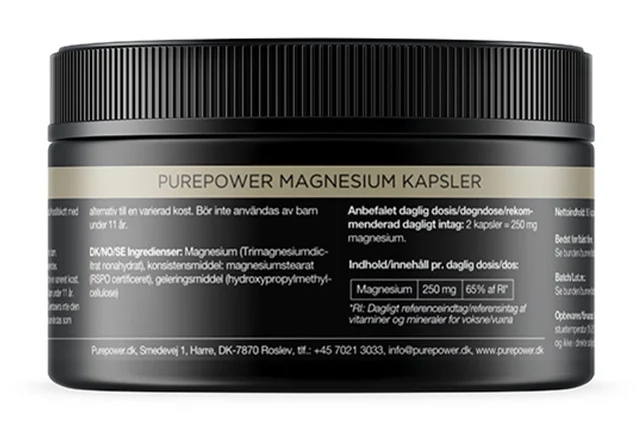 PurePower Magnesium Kapsler 90 stk, 125 mg magnesium 