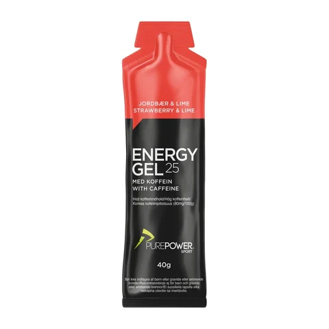 PurePower Koffein Energigel Jordbær og Lime, 40g