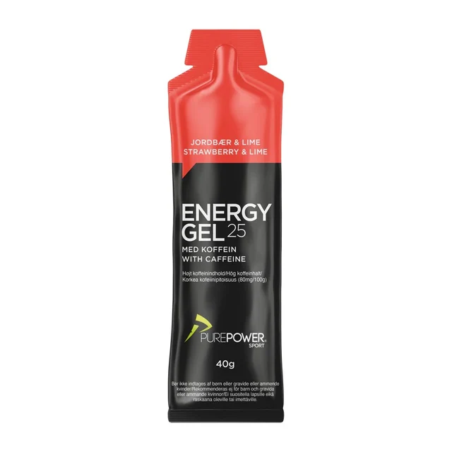 PurePower Koffein Energigel Jordbær og Lime, 40g 