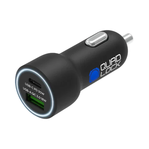 Quad Lock Dual USB 12v Billader USB-A 18W, USB-C 30W