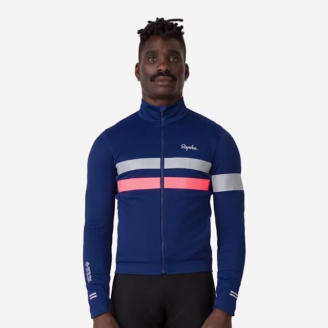 Rapha Men's Brevet LS Windstopper Trøye Navy/Hi-Vis Pink, Str. L 