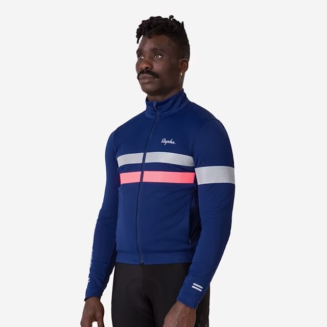 Rapha Men's Brevet LS Windstopper Tröja Navy/Hi-Vis Pink, Str. L 