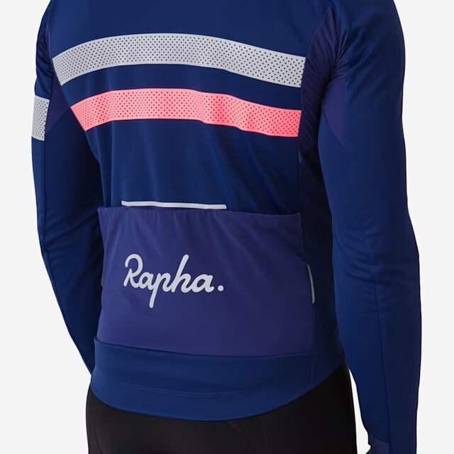 Rapha Men's Brevet LS Windstopper Trøye Navy/Hi-Vis Pink, Str. L 