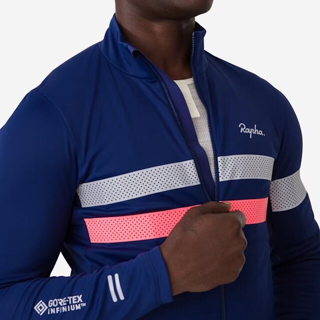 Rapha Men's Brevet LS Windstopper Tröja Navy/Hi-Vis Pink, Str. L 