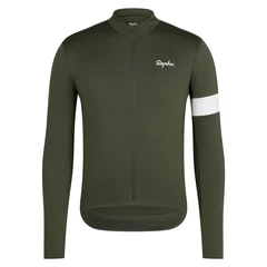 Rapha Men's Core Thermal LS Sykkeltrøye Dark Green/White, Str. L