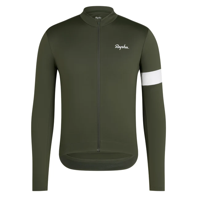 Rapha Men's Core Thermal LS Sykkeltrøye Dark Green/White, Str. L 