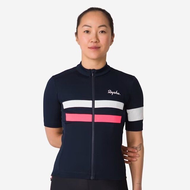 Rapha W's Brevet Tröja Dark Navy/High-Vis Pink, Str. S 