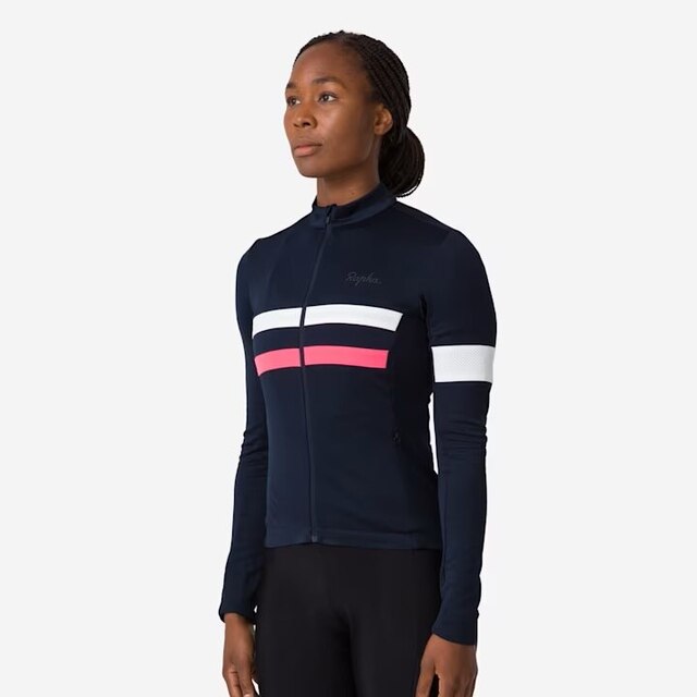 Rapha W's Brevet LS Tröja Dark Navy/Hi-Vis Pink, Str. S 