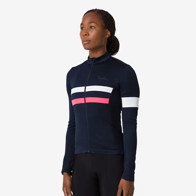 Rapha W's Brevet LS Tröja Dark Navy/Hi-Vis Pink, Str. XL 