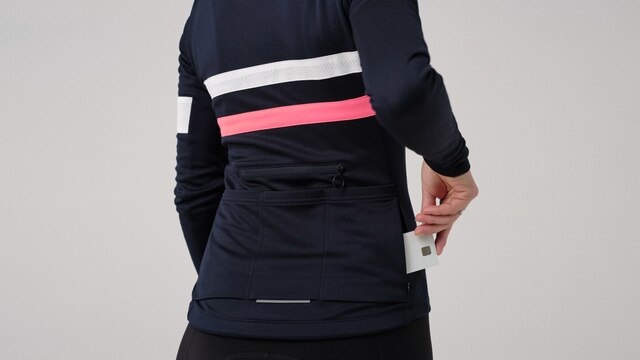 Rapha W's Brevet LS Trøye Dark Navy/Hi-Vis Pink, Str. M 