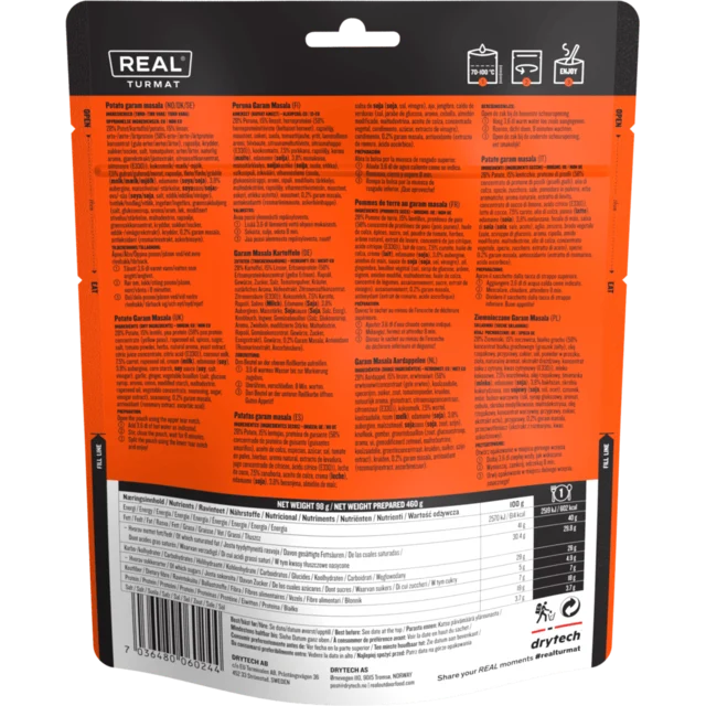 Real Turmat Potato Garam Masala Middag Vegetarisk og glutenfri, 460g 
