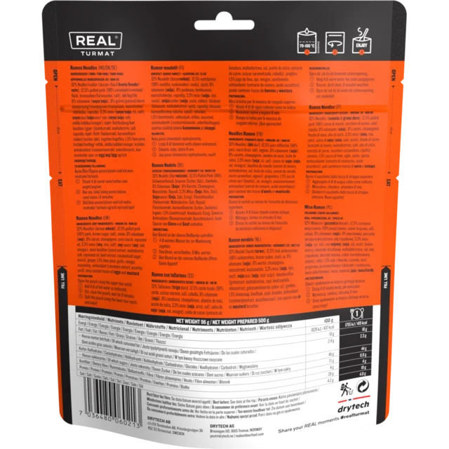 Real Turmat Ramen Noodles 500g Ramen med nudler og pulled pork 
