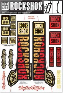 RockShox TLD Dekal Sett Gull/R&#248;d, 2018+ Pike/Yari m.fl.