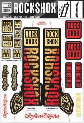 RockShox TLD Dekal Sett Gull/Rød, 2018+ Pike/Yari m.fl. 
