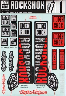 RockShox TLD Dekal Sett S&#248;lv/R&#248;d, 2018+ Pike/Yari m.fl.