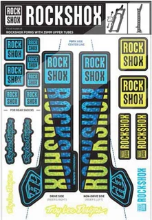 RockShox TLD Dekal Sett Bl&#229;/Gul, 2018+ Pike/Yari m.fl.