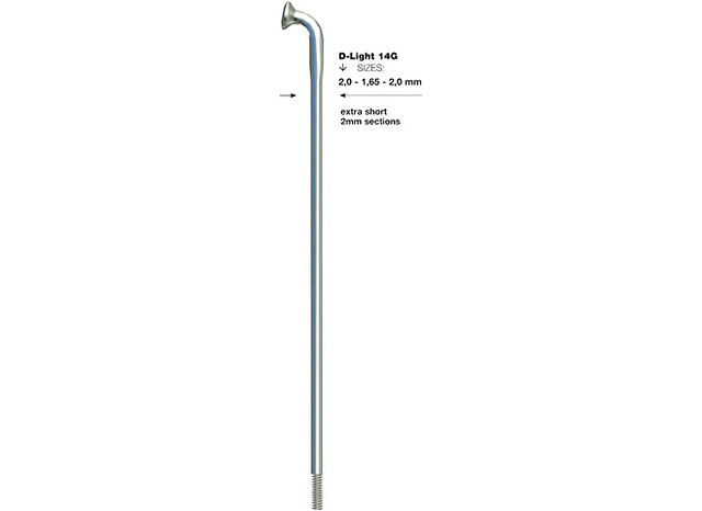 Sapim D-Light Inox 14G J-Bend Sølv Eike 1 stk, 262 mm 