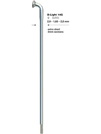 Sapim D-Light Inox 14G J-Bend Sølv Eike 1 stk, 264 mm 