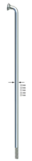 Sapim Leader Inox 12G J-Bend Sølv Eike 1 stk, 231 mm 