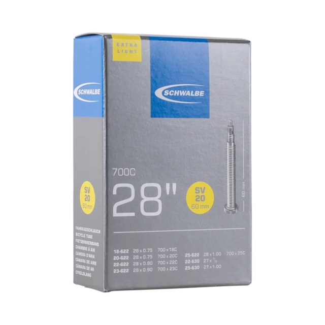 Schwalbe 28" Nr.SV20 Extra Light Slang 0.7–1.0, 60 mm Presta, 65g 