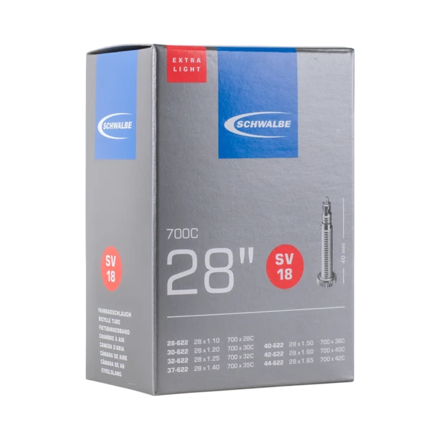 Schwalbe 28" Nr.SV18 Extra Light Slang 1.1–1.7, 40 mm Presta, 105g 