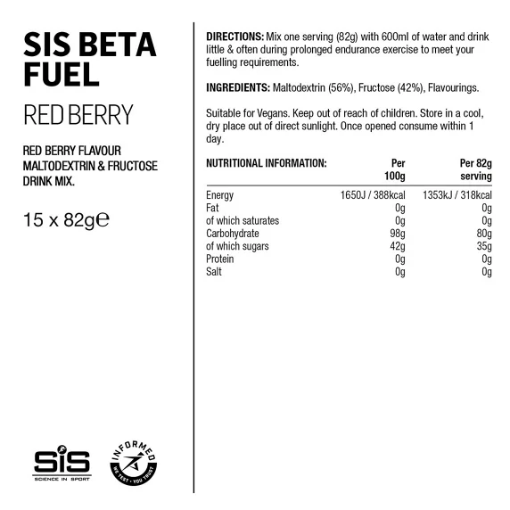 SiS Beta Fuel 80 Sportsdrikk Rød bær, 82g 