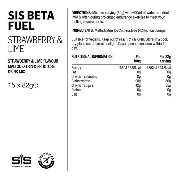 SiS Beta Fuel 80 Sportsdrikk Jordbær Lime, 82g 