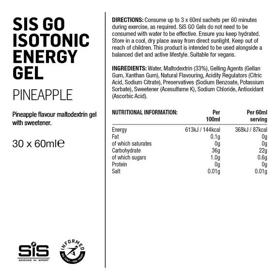 SiS GO Isotonic Energigel Eske Ananas, 30 x 60 ml 
