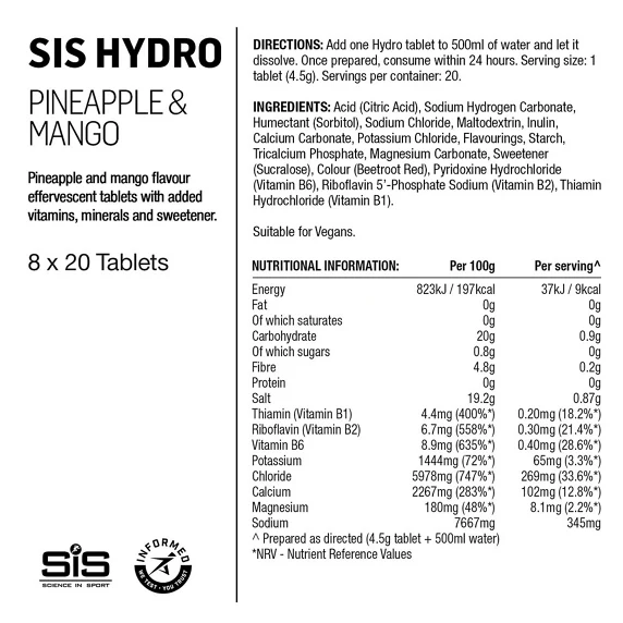 SiS Hydro Tabletter Pineapple & Mango, 20 x 4,2 g 