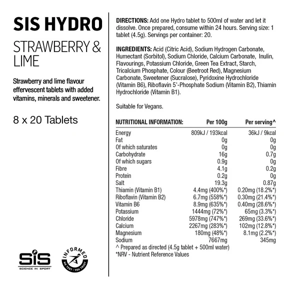 SiS Hydro Tabletter Strawberry & Lime, 20 x 4,2 g 