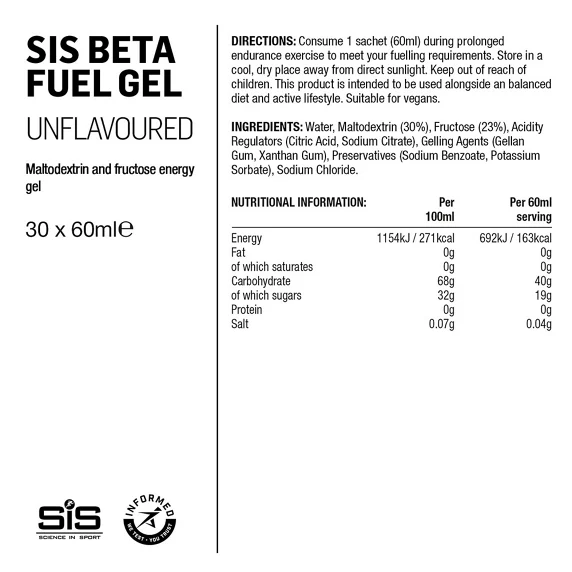 SiS Beta Fuel Energigel Neutral, 60 ml 