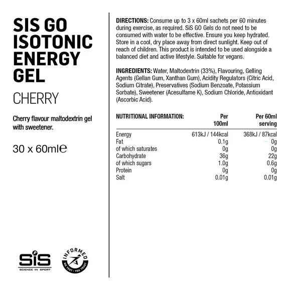 SiS GO Isotonic Energigel Eske Cherry, 30 x 60 ml 
