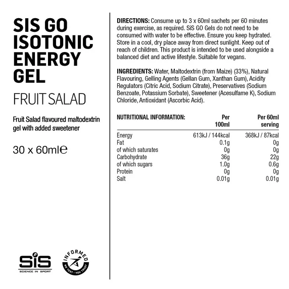 SiS GO Isotonic Energigel Eske Fruit Salad, 30 x 60 ml 