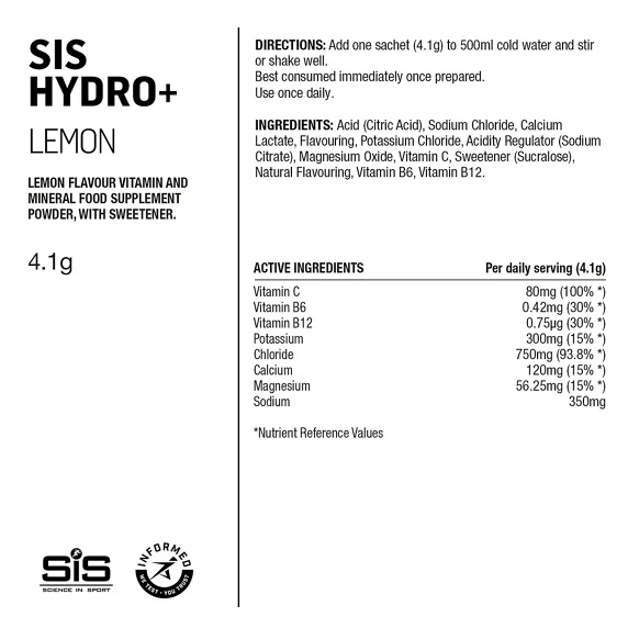 SiS GO Hydro+ Sportsdrikk Lemon, 6x4,5g 
