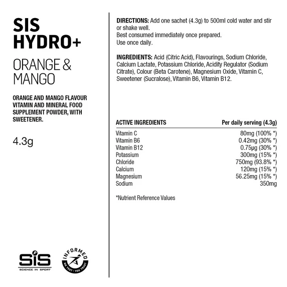SiS GO Hydro+ Sportsdrikk Orange Mango, 6x4,5g 