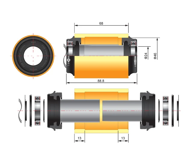FSA PF30 -> Ø24 Kranklager Grå, For MegaExo og Ø24 mm 