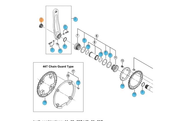 Shimano FC-M582 Krankarm Skrue Endeskrue til venstre krankarm MTB 