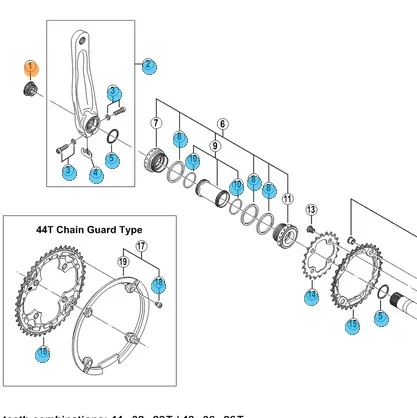 Shimano FC-M582 Krankarm Skrue Endeskrue til venstre krankarm MTB 