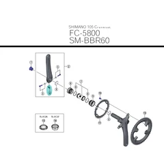 Shimano L&#229;seplate med stift HTII 105 For venstre krankarm