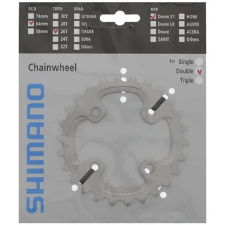 Shimano XT M785 26T Drev S&#248;lv, 64 BCD, 2 x 10-Delt
