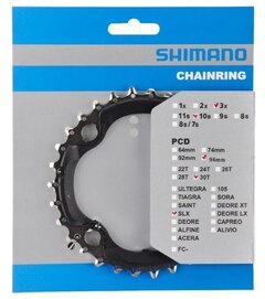 Shimano SLX M672 30T Drev Sort, 3x10-Delt, BCD 96, 4-arm