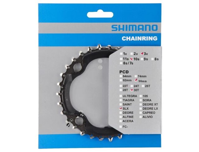 Shimano SLX M672 30T Drev Sort, 3x10-Delt, BCD 96, 4-arm 