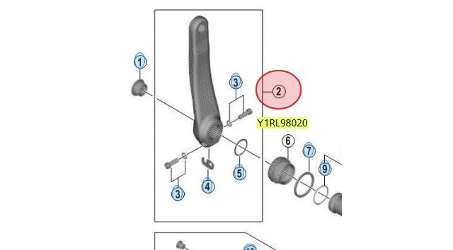 Shimano XT M8000 170 mm Venstre Krankarm 170 mm 