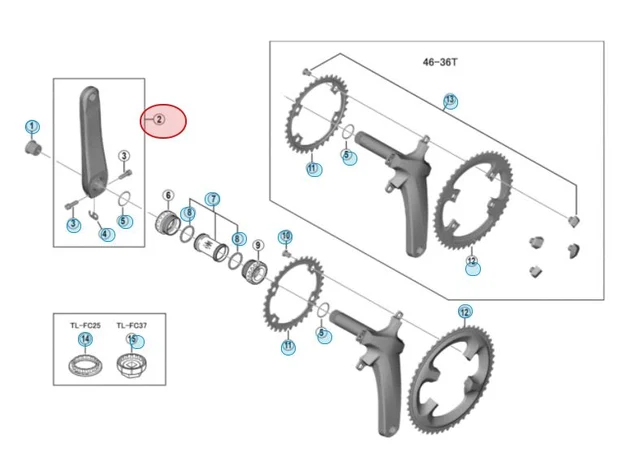 Shimano FC-R8000 Venstre Krankarm 170mm 