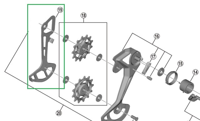 Shimano Deore XT M8100 SGS Innerplatta Reservdel till bakväxel 