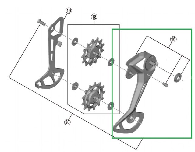 Shimano Deore XT M8100 SGS Ytterplatta Reservdel till bakväxel 