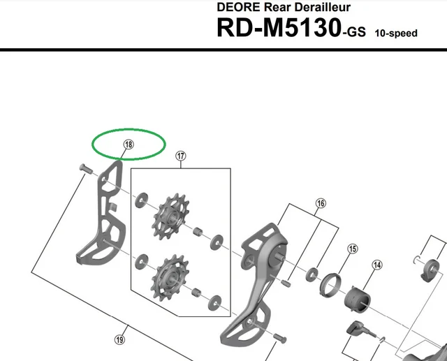 Shimano RD-M5130 Bakväxel Innerplatta Inre platta, GS 