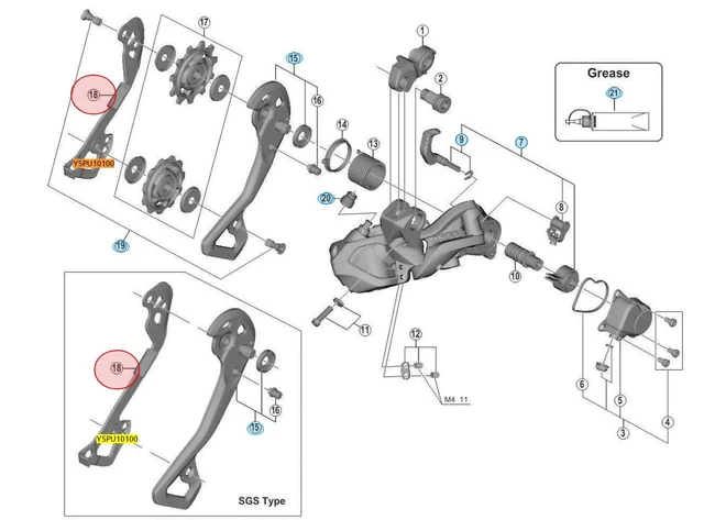 Shimano RD-M9050 SGS Bakväxel Innerplate Indre plate. SGS 