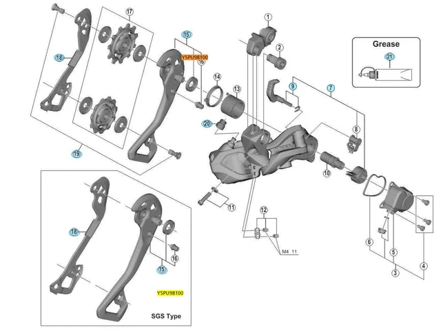 Shimano RD-M9050 SGS Bakgir Ytterplate Ytre plate. SGS 